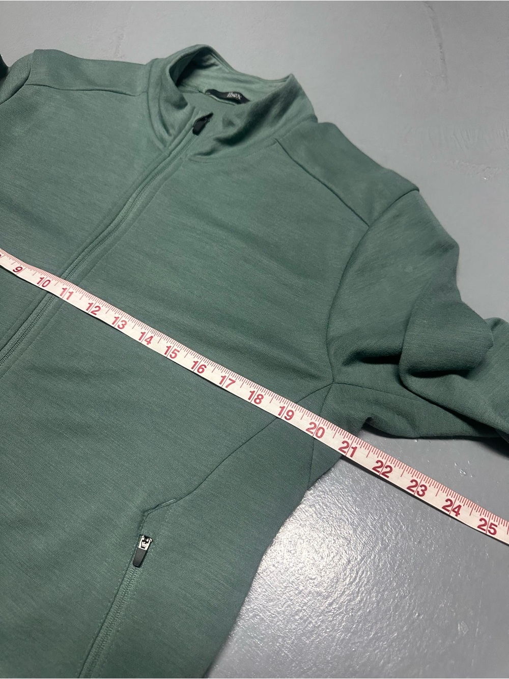 Ibex Merino Wool Shak Lite Full Zip Knit Layer Sweater Jacket Pockets Teal Green - Picture 10 of 13